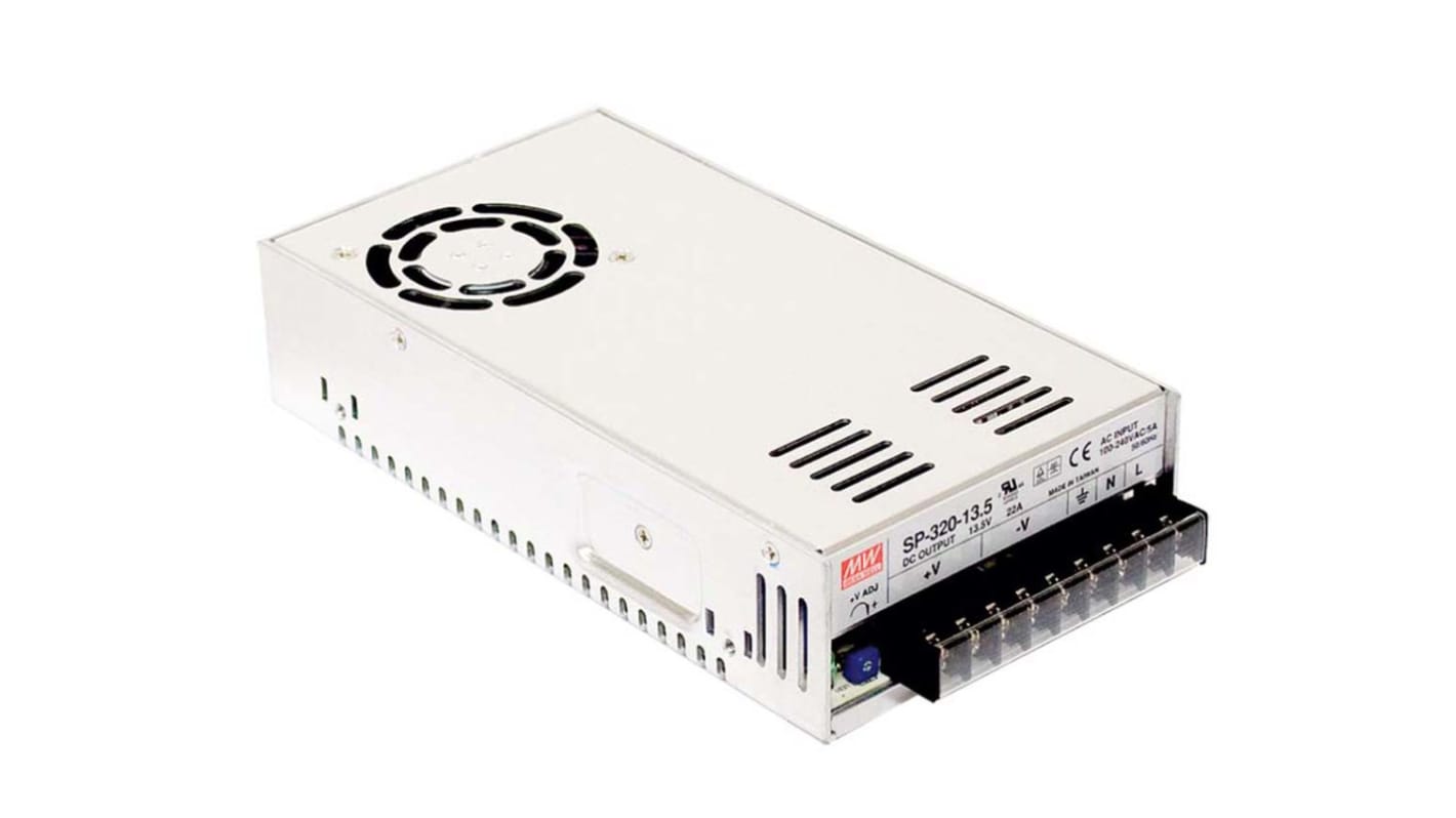 Mean Well Switching Power Supply, SP-320-13.5, 13.5V dc, 22A, 297W, 1 Output, 124 → 370 V dc, 88 → 264 V