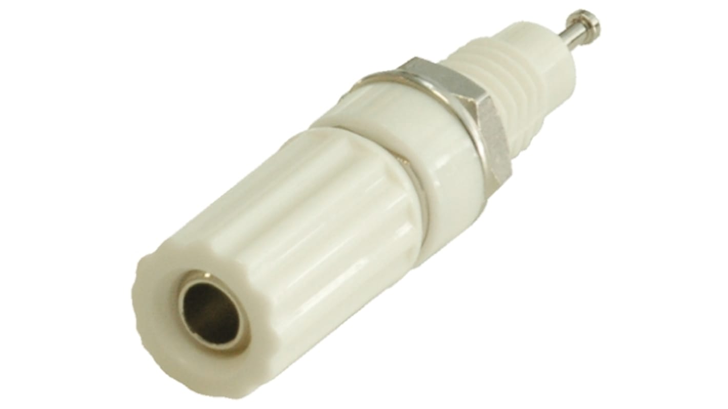 Sato Parts White Female Binding Post, 4 mm Connector, Solder Termination, 10A, 125V