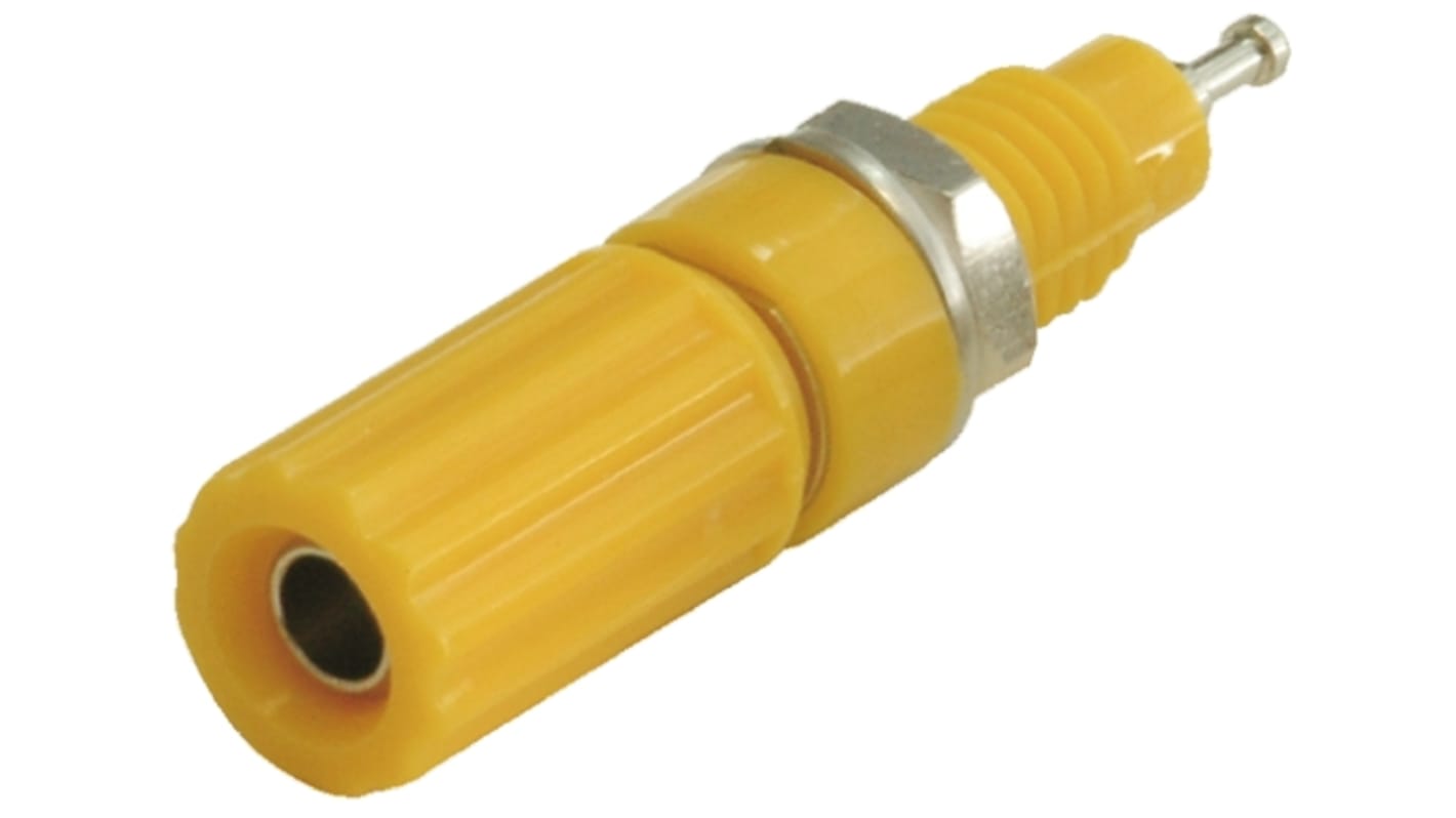 Sato Parts Yellow Female Binding Post, 4 mm Connector, Solder Termination, 10A, 125V