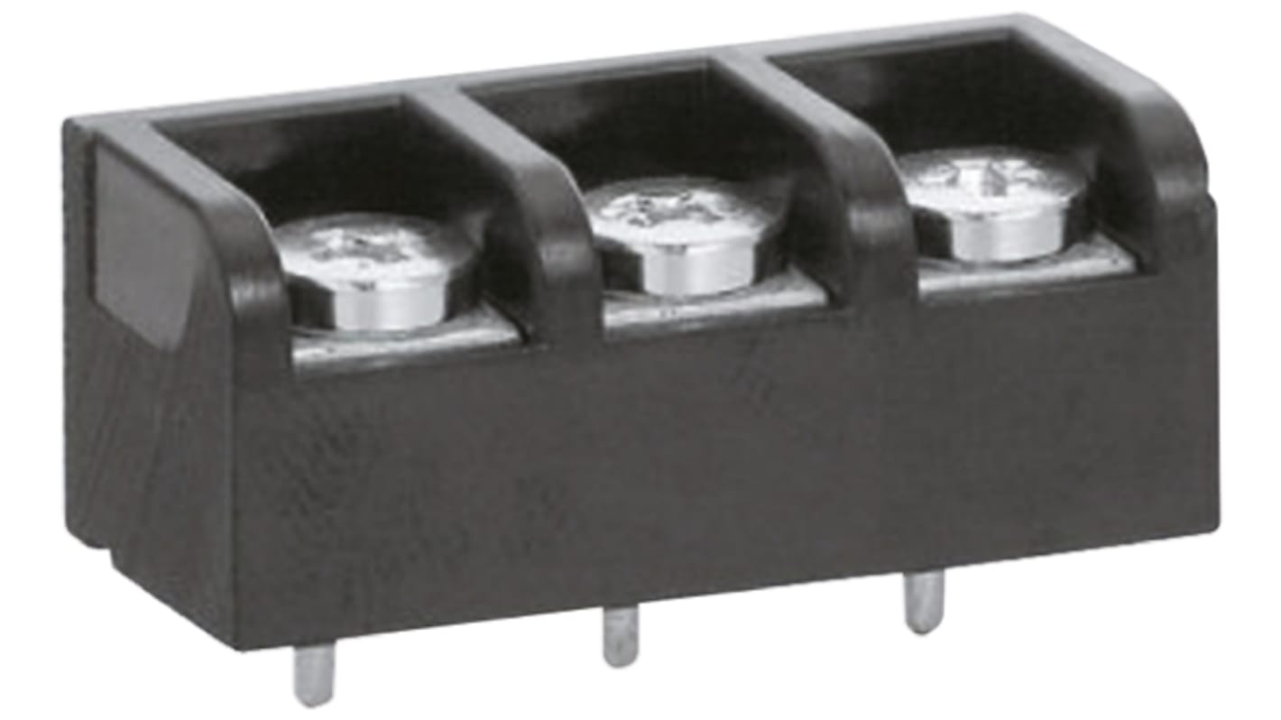 Sato Parts Non-Fused Terminal Block, 3-Way, 6A, Screw Down Termination