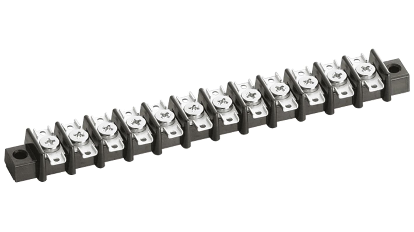 Sato Parts Non-Fused Terminal Block, 12-Way, 6A, Screw Down Termination