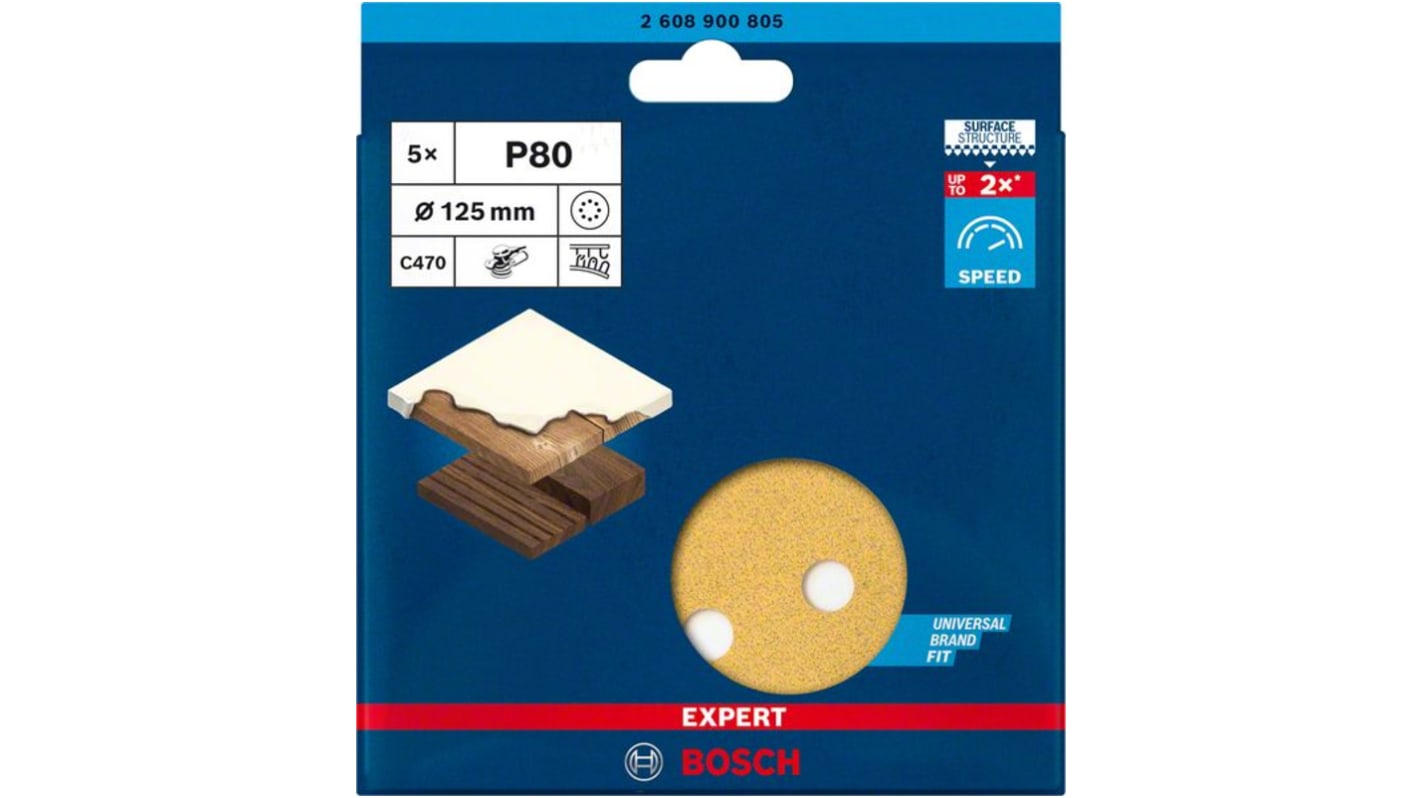 Disco abrasivo in Ossido di alluminio C470 Bosch, Ø 125mm, grana P80 Medio
