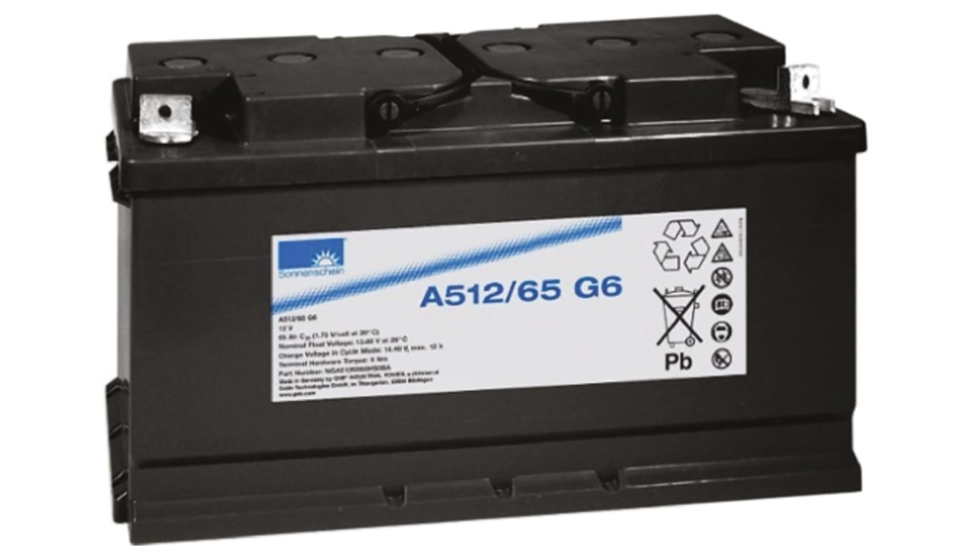 Batería de plomo ácido, 12V 65Ah, Gel, terminales M6