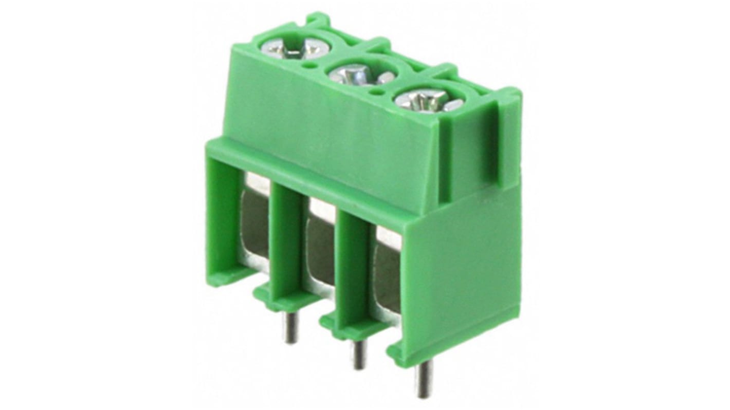 Phoenix Contact PT 2.5/ 3-5.0-V Series PCB Terminal Block, 5mm Pitch, Through Hole Mount, 1-Row, Screw Termination