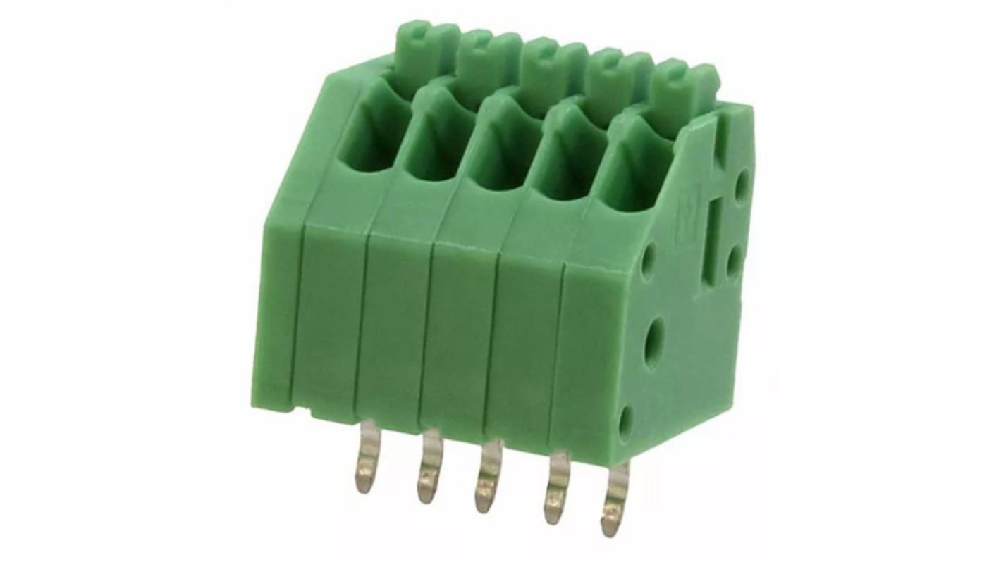 Phoenix Contact PCB Terminal Block, 2.5mm Pitch, Through Hole Mount, 1-Row, Solder Termination