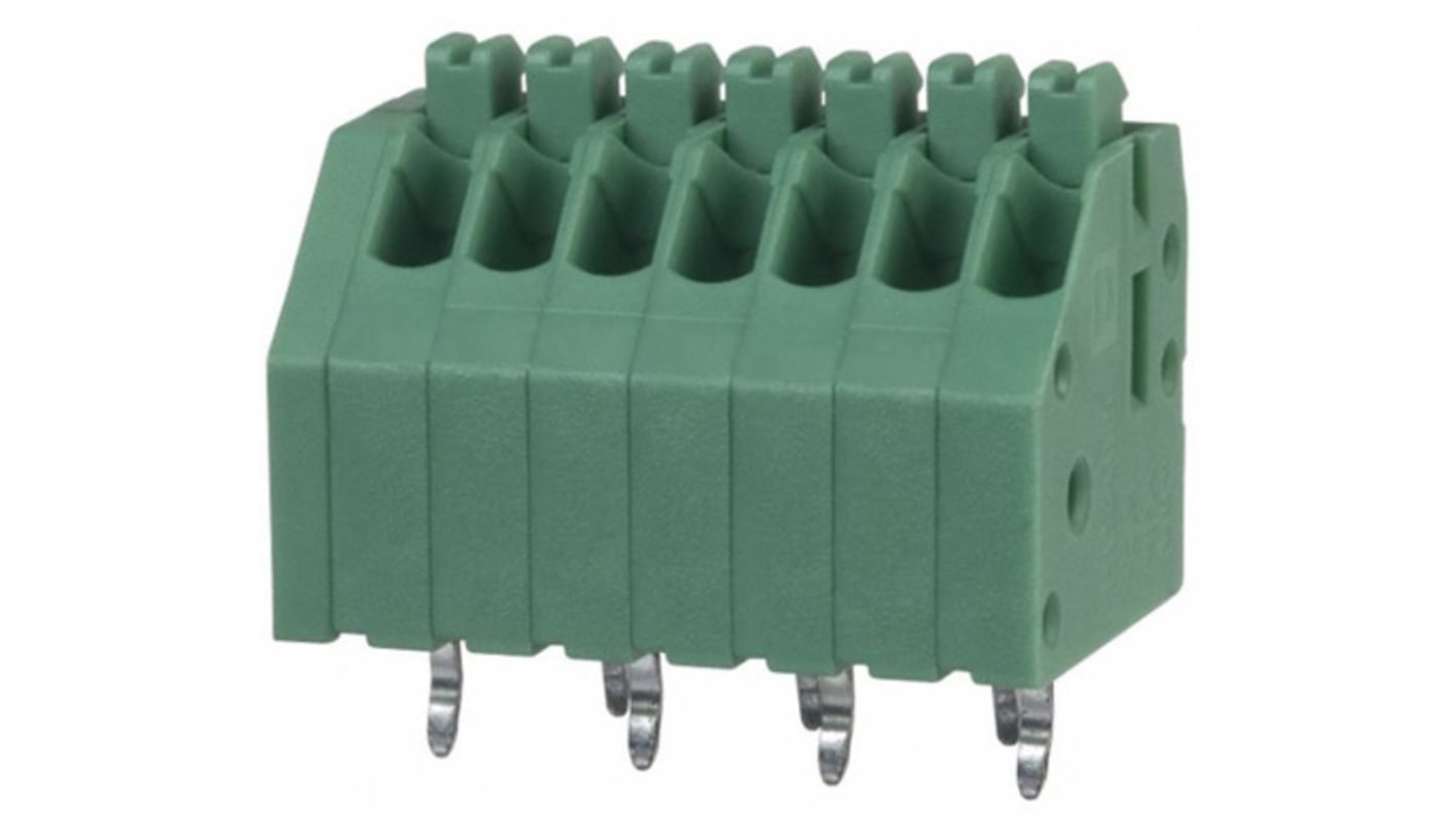 Phoenix Contact PTSA 0.5/ 7-2.5-Z Series PCB Terminal Block, 2.5mm Pitch, Through Hole Mount, 1-Row, Solder Termination