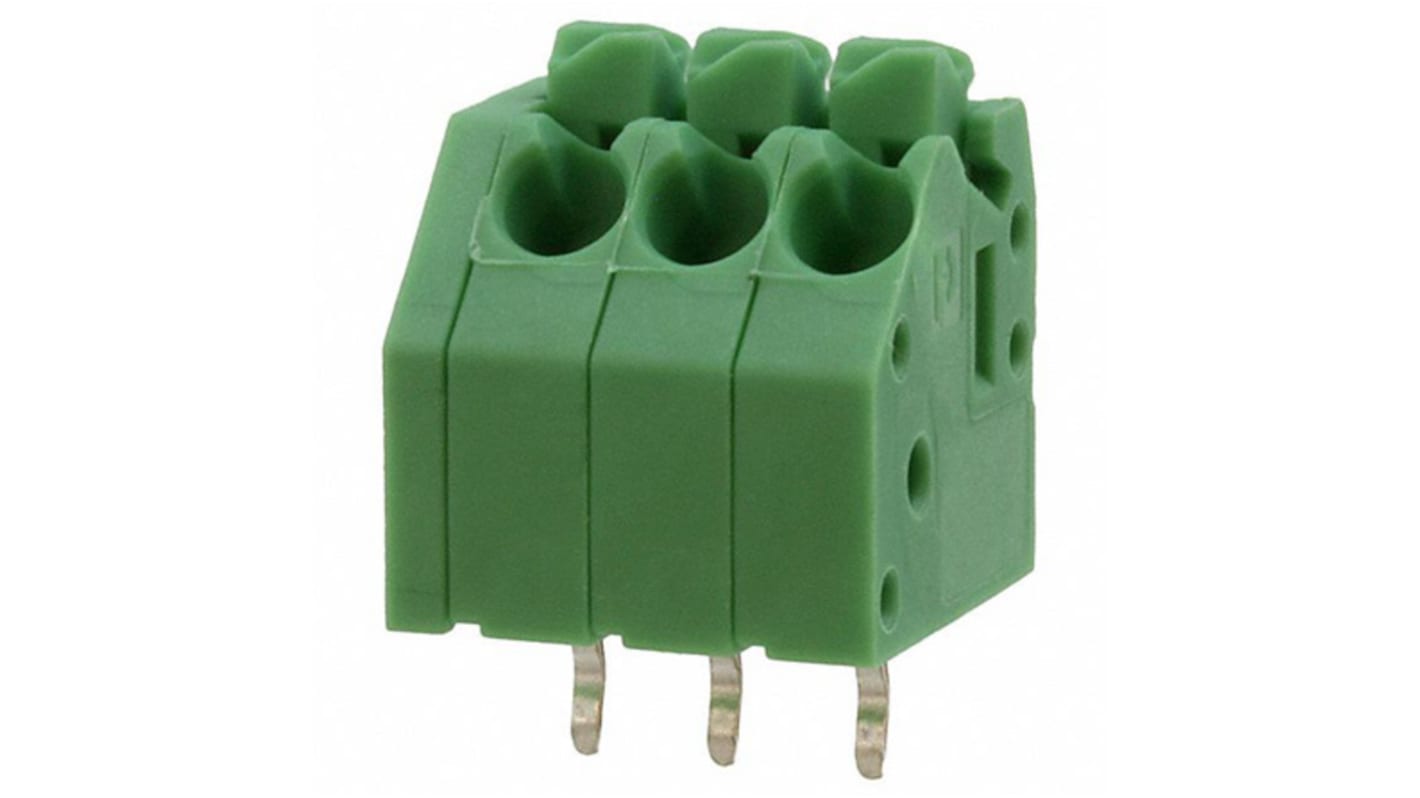 Phoenix Contact PTSA 1.5/ 3-3.5-F Series PCB Terminal Block, 3.5mm Pitch, Through Hole Mount, 1-Row, Solder Termination