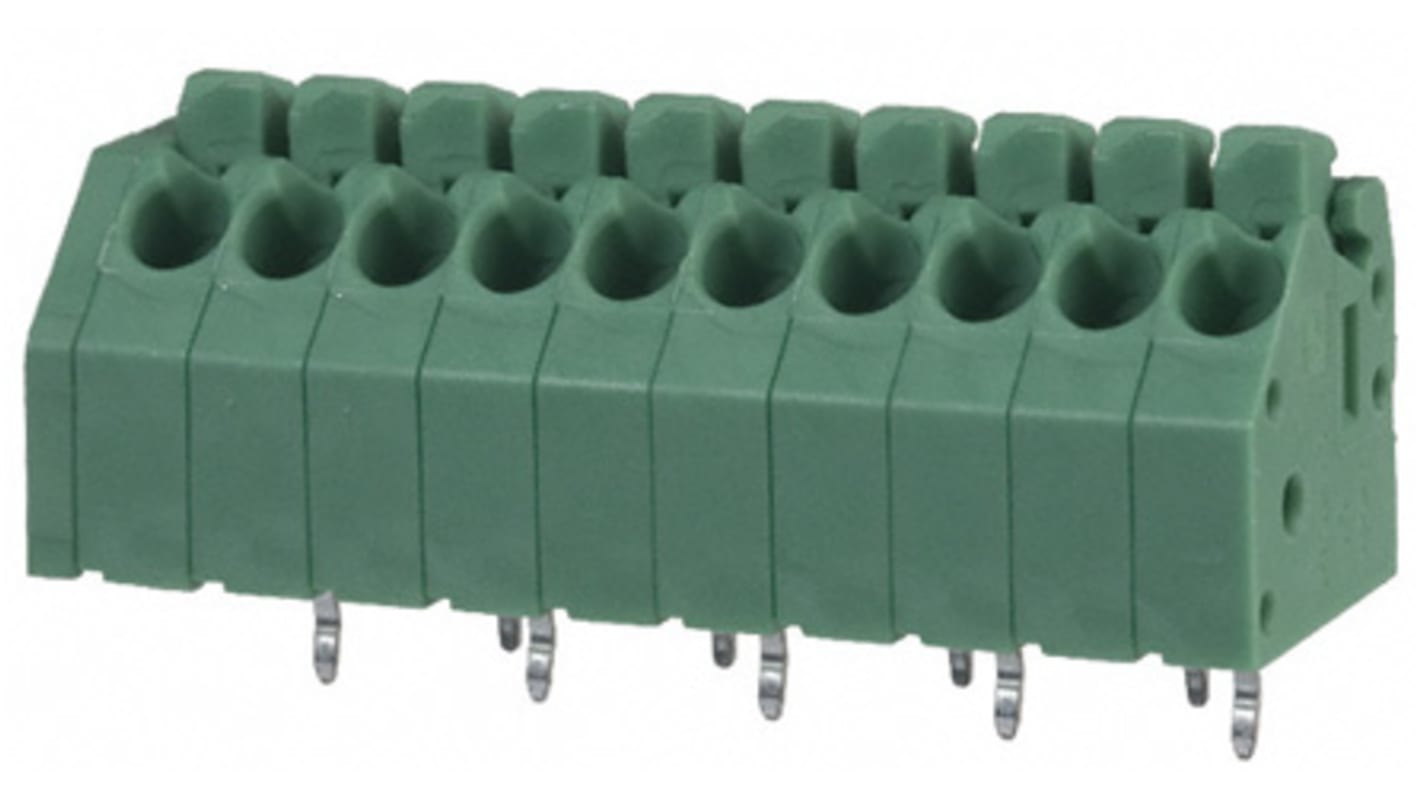 Phoenix Contact PTSA 1.5/10-3.5-Z Series PCB Terminal Block, 3.5mm Pitch, Through Hole Mount, 1-Row, Solder Termination