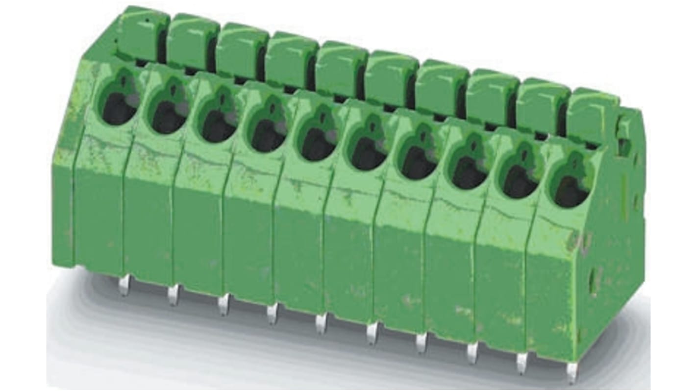 Borne para PCB Phoenix Contact de 16 vías , paso 3.5mm, 2A, de color Verde, montaje Montaje en orificio pasante,