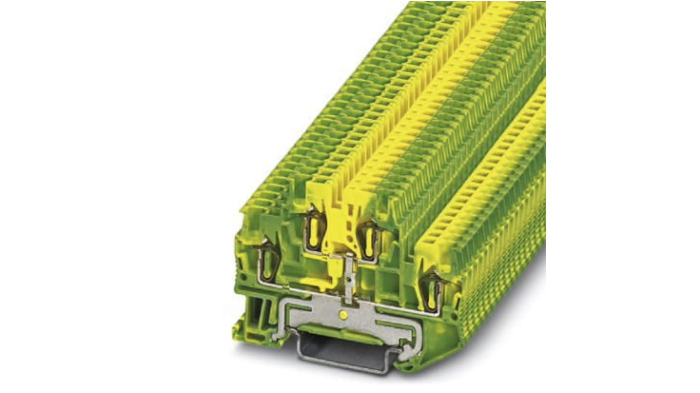 Phoenix Contact 3036013 STTB 1.5-PE Series Green/Yellow, 0.08 → 1.5mm², Double-Level, Spring Clamp Termination