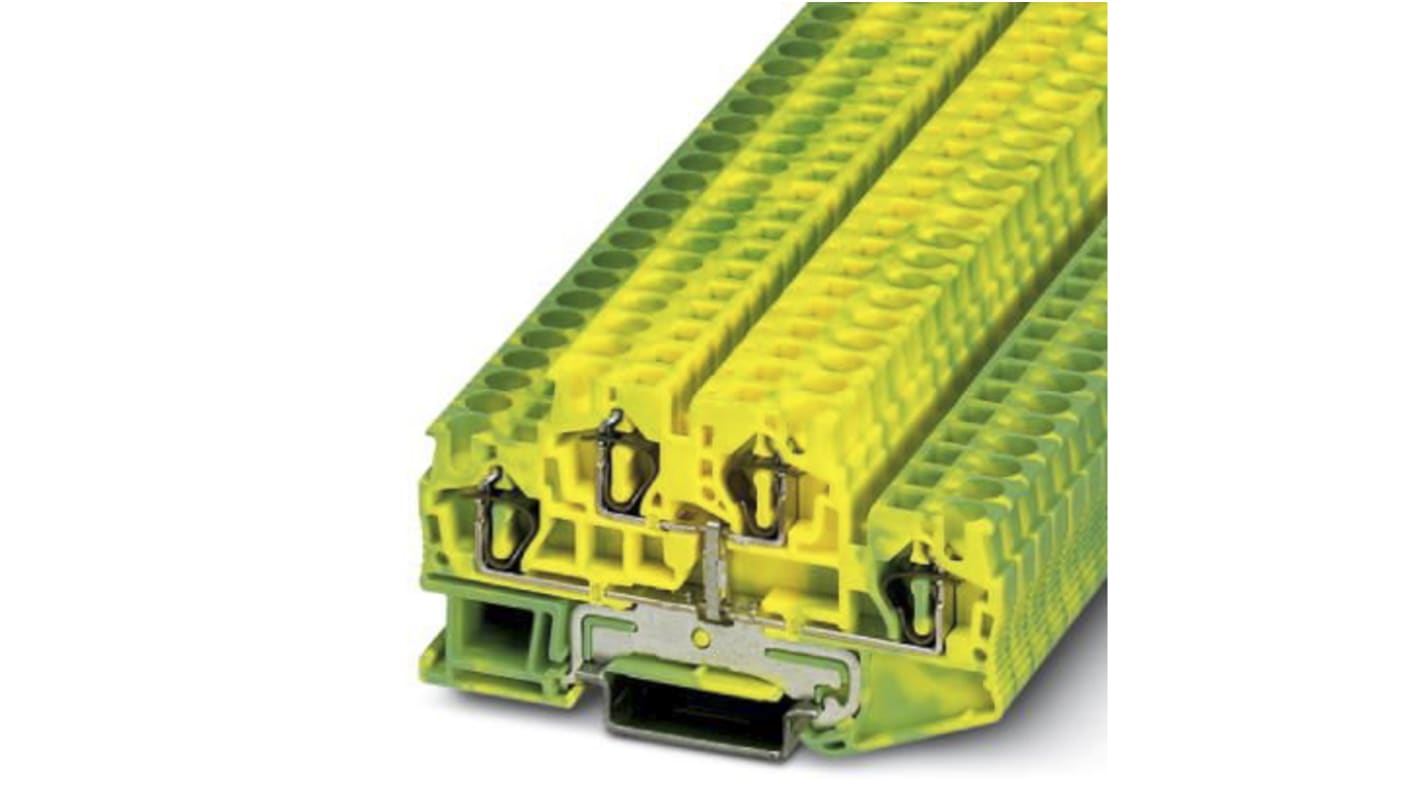 Phoenix Contact 3036039 STTB 4-PE Series Green/Yellow, 0.08 → 6mm², Double-Level, Spring Clamp Termination