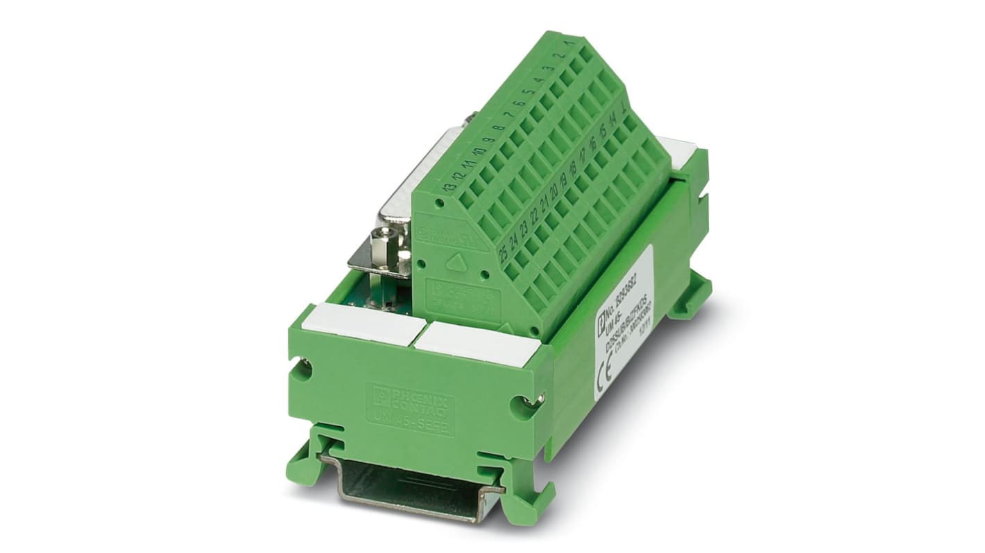 Phoenix Contact 25-Contact Female Interface Module, D-sub Connector, DIN Rail Mount, 2.5A