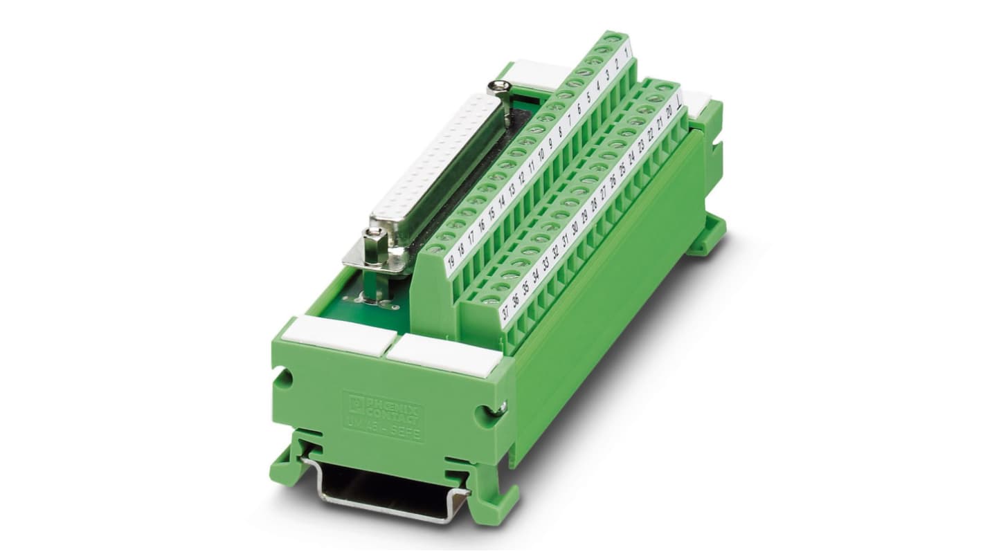 Modulo di interfaccia, Phoenix Contact, D-sub, Montaggio guida DIN, Femmina, 37 poli, 25 V ca, 60 V cc, 2.5A