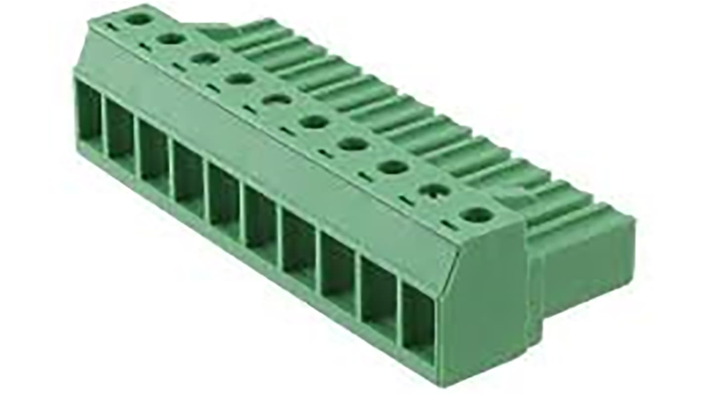 Phoenix Contact 7.62mm Pitch 10 Way Pluggable Terminal Block, Plug, Cable Mount, Screw Down Termination