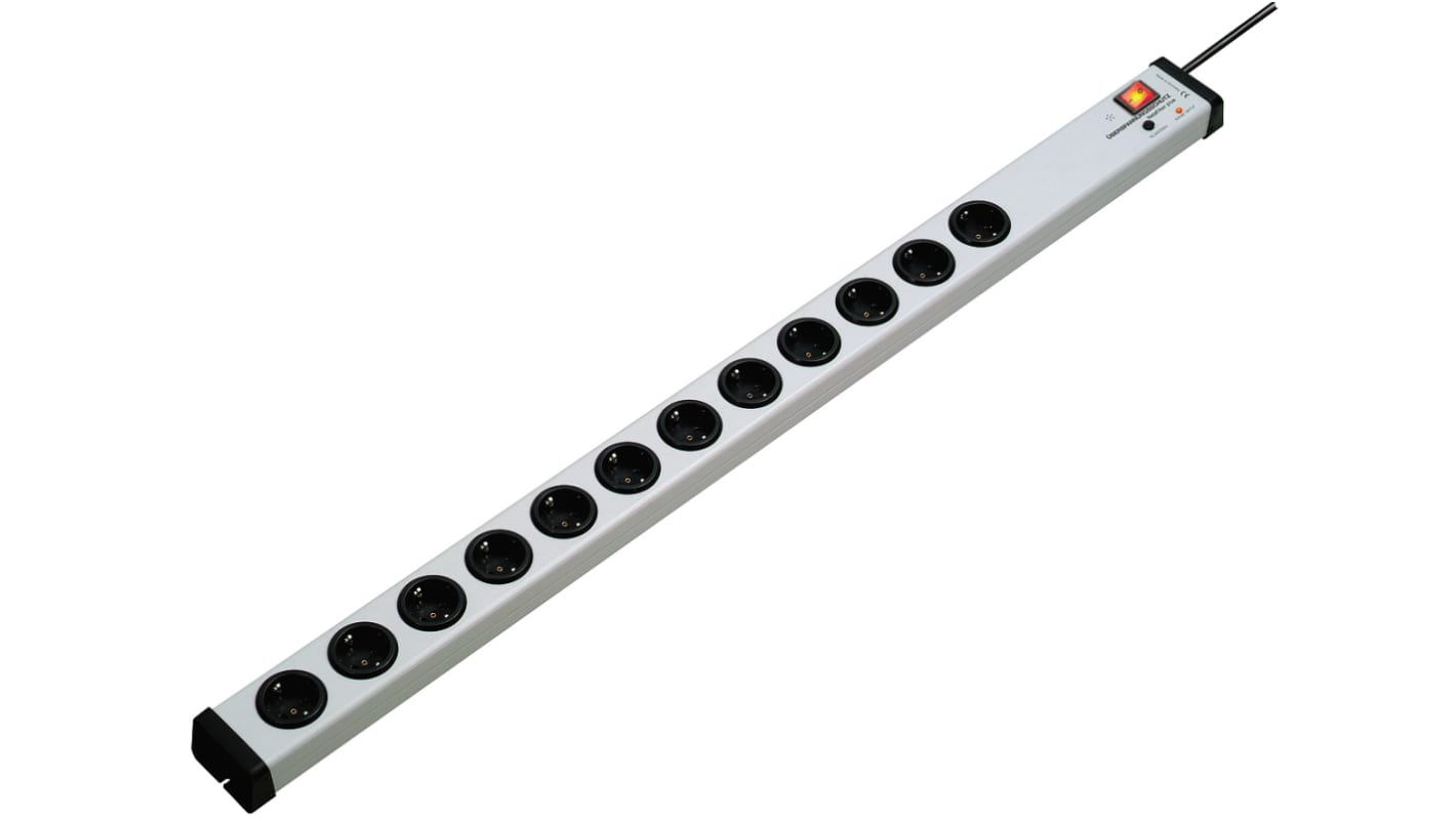 Bodo Ehmann Type F - German Schuko 12 Gang Power Distribution Unit, 1.5m Cable, 16A, 250 V, Surge Protected