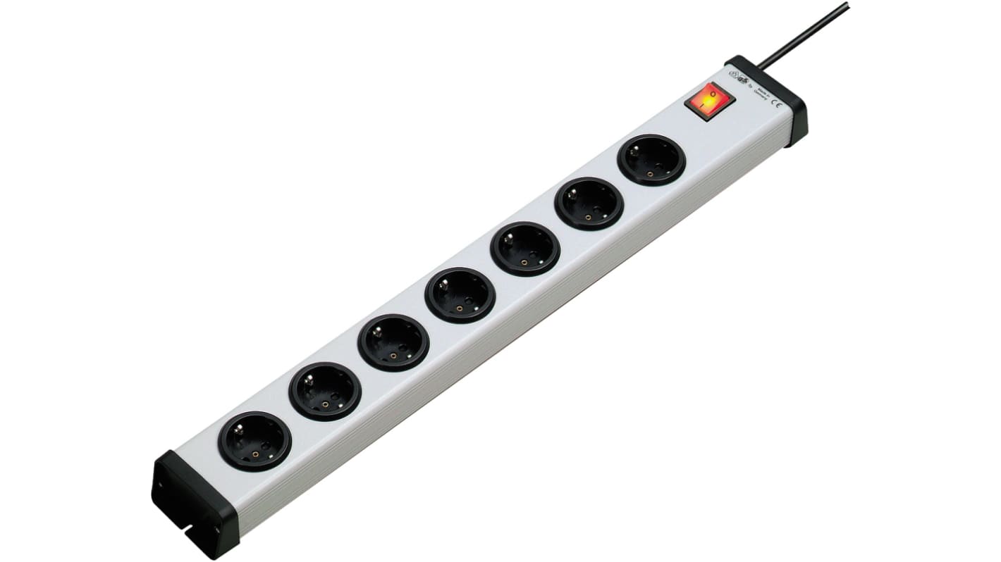 Ehmann Typ F – Deutscher Schutzkontakt Stromverteilungseinheit mit Schalter, 7-fach CEE 7/7 Deutscher Schutzkontakt /