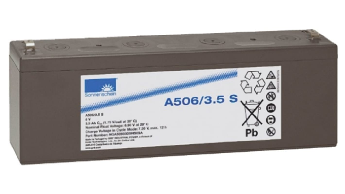 Sonnenschein 6V Faston F1 Sealed Lead Acid Battery, 3.5Ah