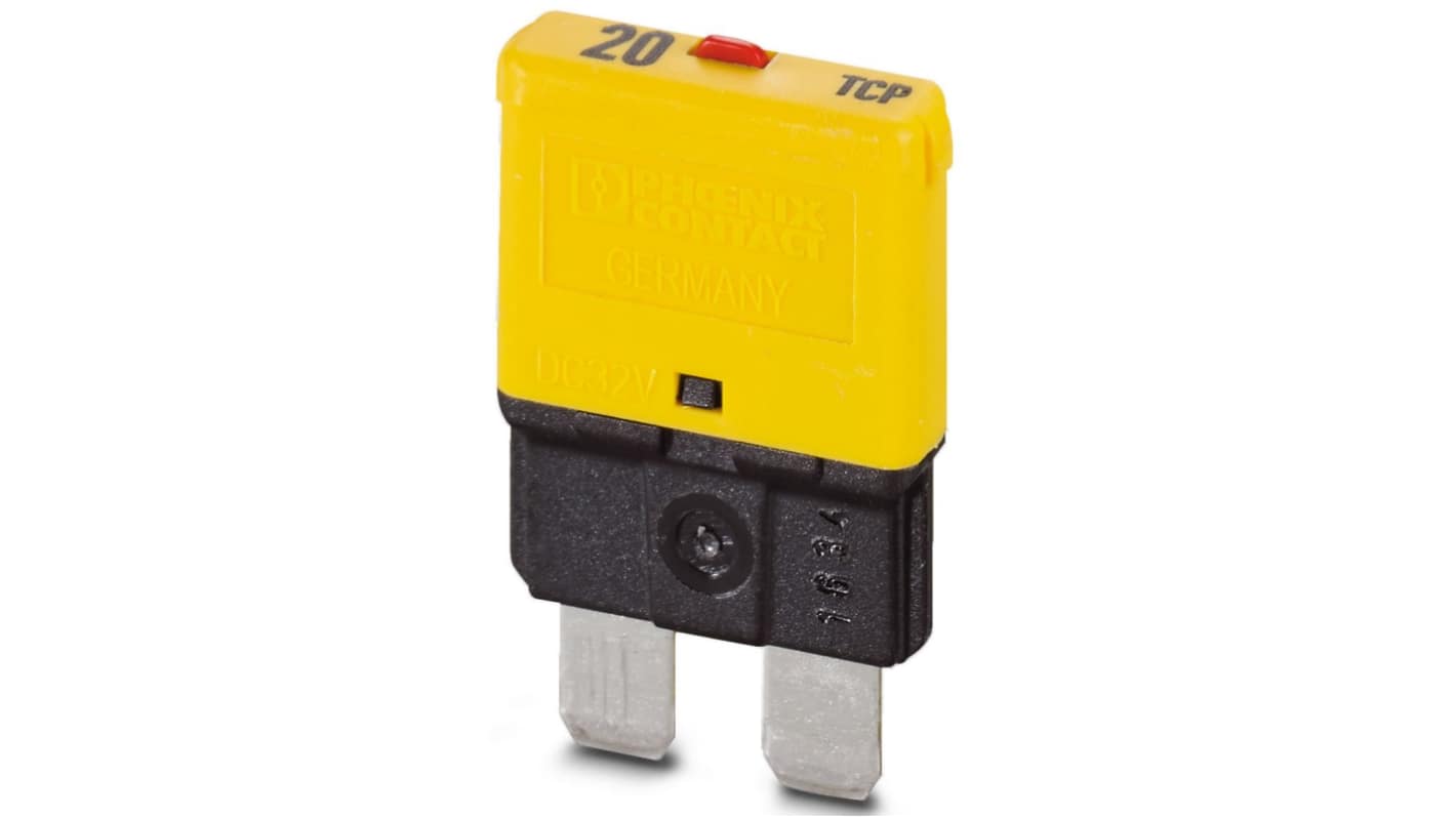 Phoenix Contact Thermal Circuit Breaker - TCP 20/DC32V  Single Pole 32V dc Voltage Rating On Base Element, 20A Current