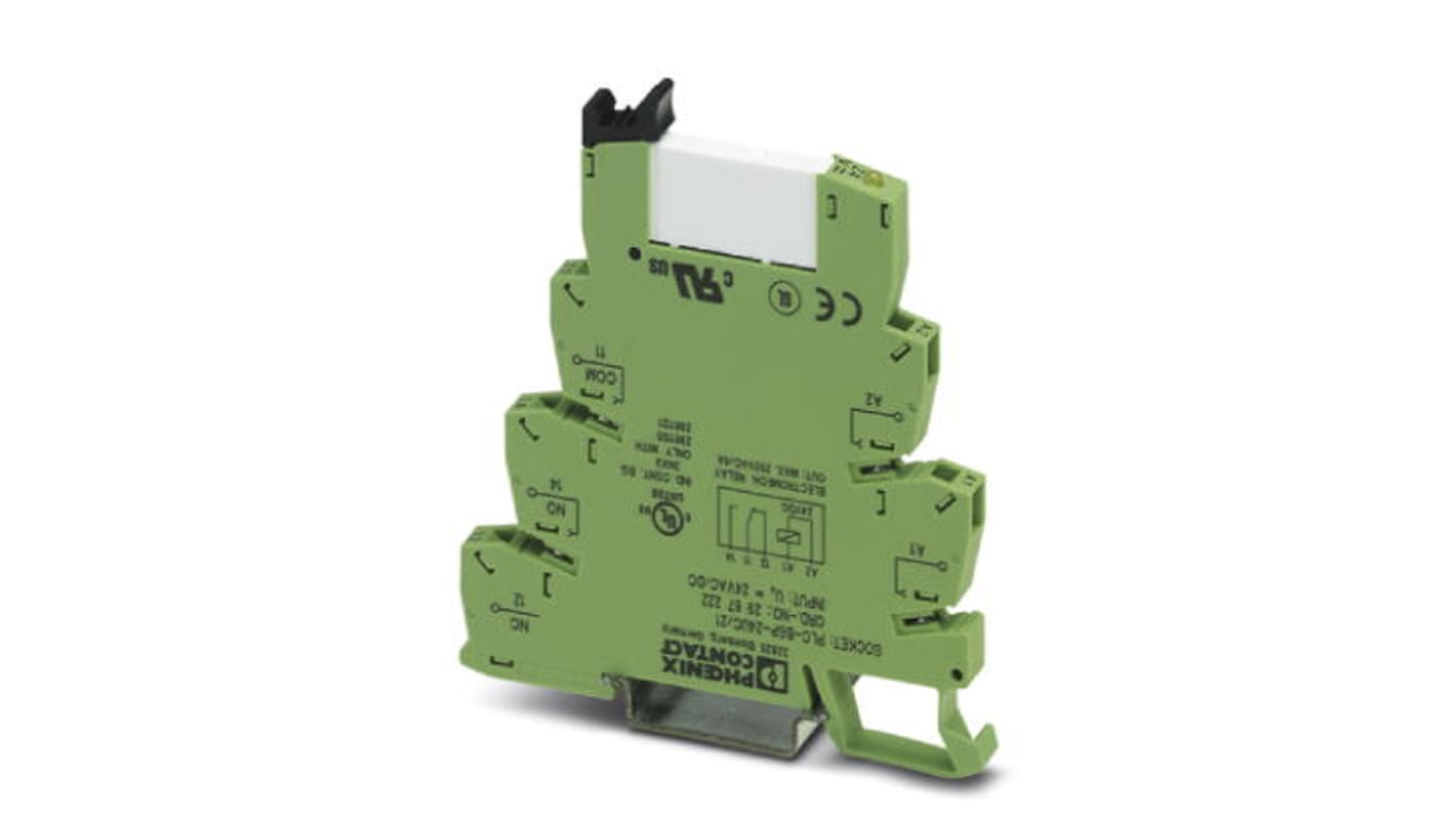 Phoenix Contact PLC-RSP- 24UC/21 Series Terminal Block, DIN Rail Mount, SPDT