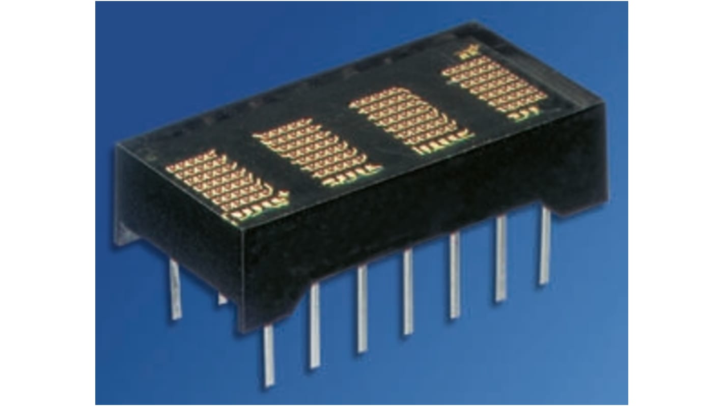 SLY2016 Osram Opto 4 Digit Dot Matrix LED Display, 7 x 5 Dot Matrix Yellow 0.06 mcd/Dot 4.6mm