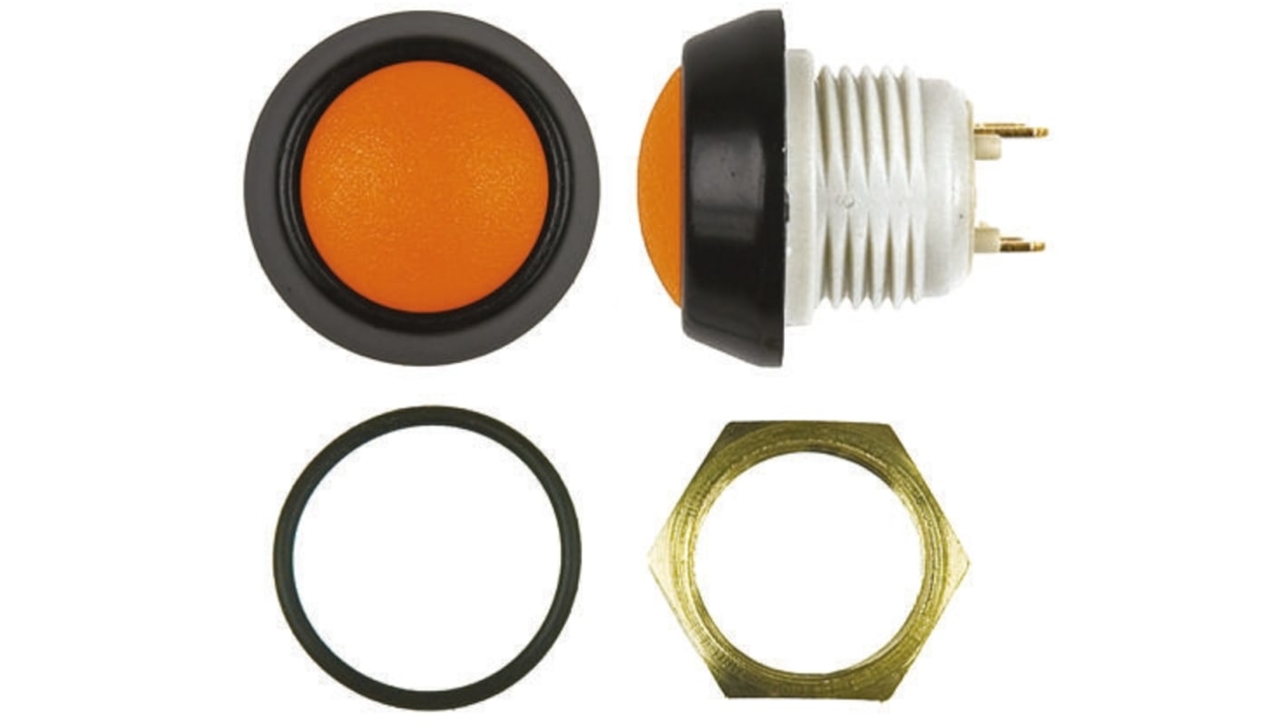 ITW Switches 48 Series Miniature Push Button Switch, Latching, Panel Mount, 13.6mm Cutout, SPST, Clear LED, 48V dc, IP67