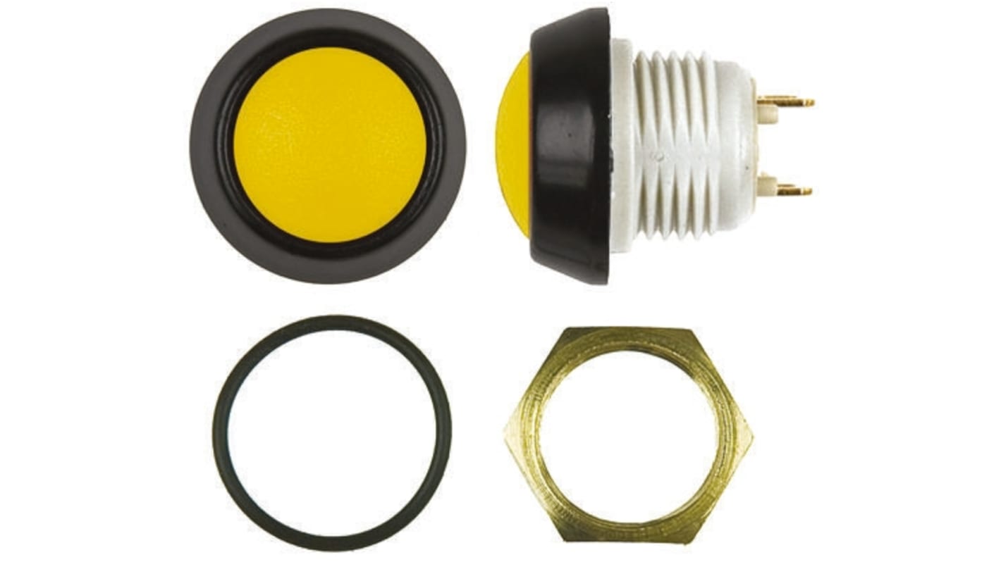 ITW Switches 48 Series Miniature Push Button Switch, Latching, Panel Mount, 13.6mm Cutout, SPST, Clear LED, 48V dc, IP67