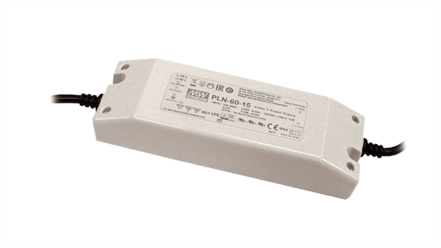 Driver LED Mean Well, 60W, IN 127 → 370 V dc, 90 → 264 V ac, OUT 12V, 5A