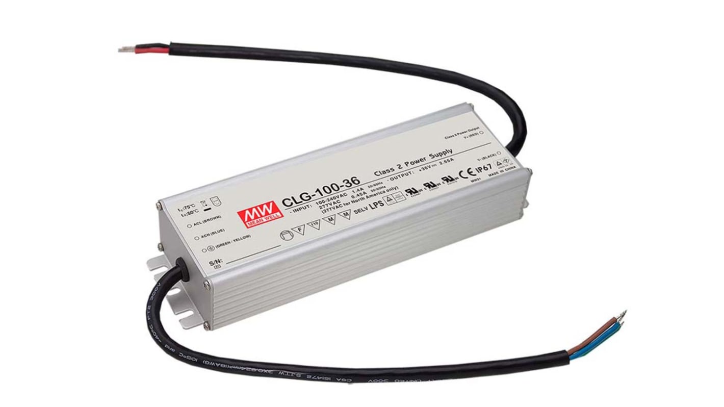 MEAN WELL LED Driver, 27V Output, 95.85W Output, 3.55A Output, Constant Voltage