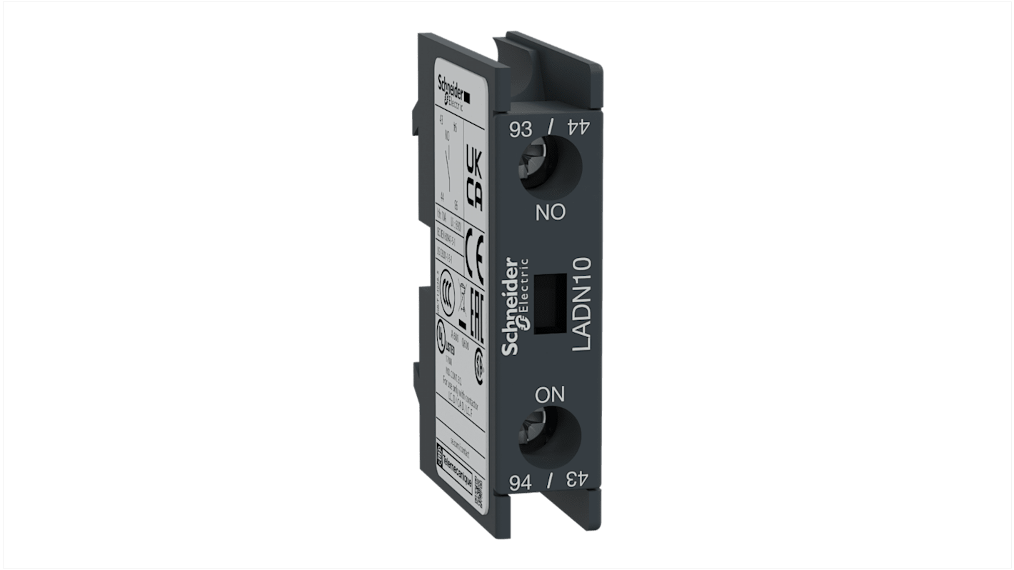 Schneider Electric Auxiliary Contact Block, 1 Contact, 1NO, Front Mount LADN