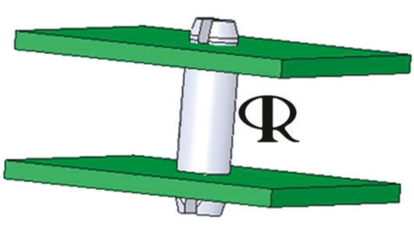 Essentra Leiterplattenstift Nylon Abstandshalter 3.2mm x 10.6mm, Auflage 4.6mm, Ø 3.18mm für PCB-Stärke 1.57mm