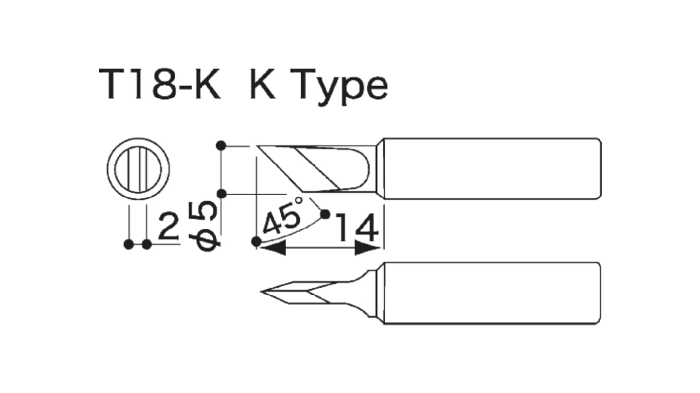 Hakko 5 mm Straight Knife Soldering Iron Tip for use with Hakko Soldering Irons