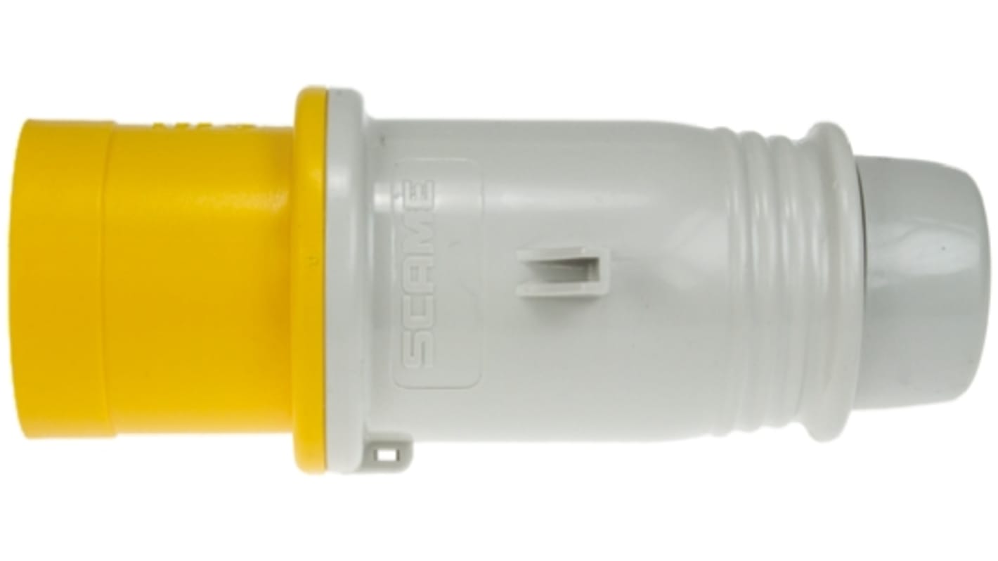 RS PRO IP44 Yellow Cable Mount 2P+E Industrial Power Plug, Rated At 32A, 100 → 130 V