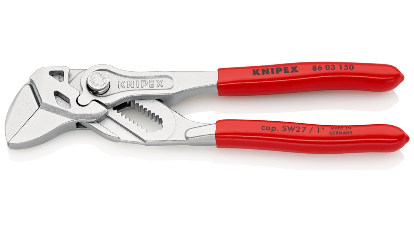 Knipex 86 03 Plier Wrench, 150 mm Overall, Flat, Straight Tip, 27mm Jaw