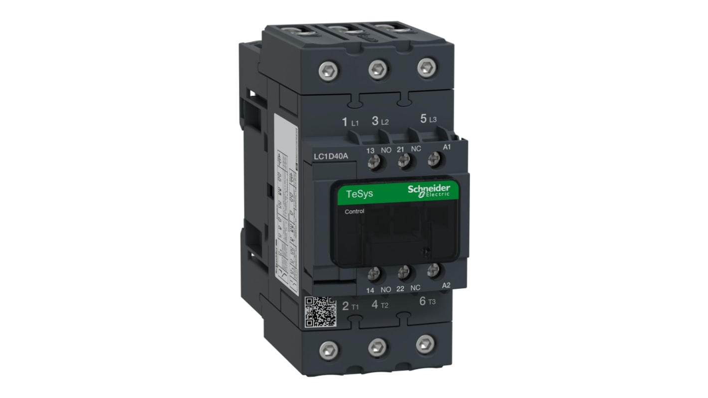 Schneider Electric TeSys D LC1D Contactor, 110 V ac Coil, 3-Pole, 40 A, 18.5 kW, 3NO, 690 V ac