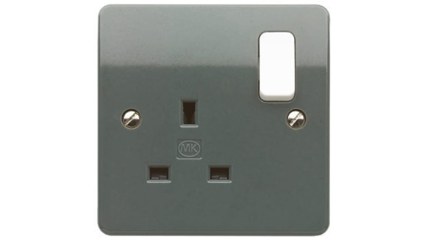 MK Electric 英标插座, 带开关, 1位, 嵌入式安装, 室内使用, 13A, 250 V, 灰色