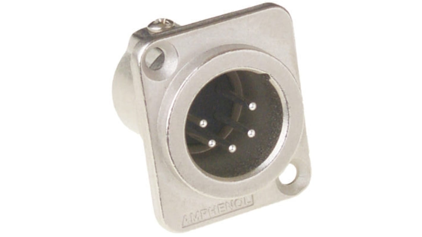 Amphenol PCD US Panel Mount XLR Connector, Male, 5 Way, Silver Plating