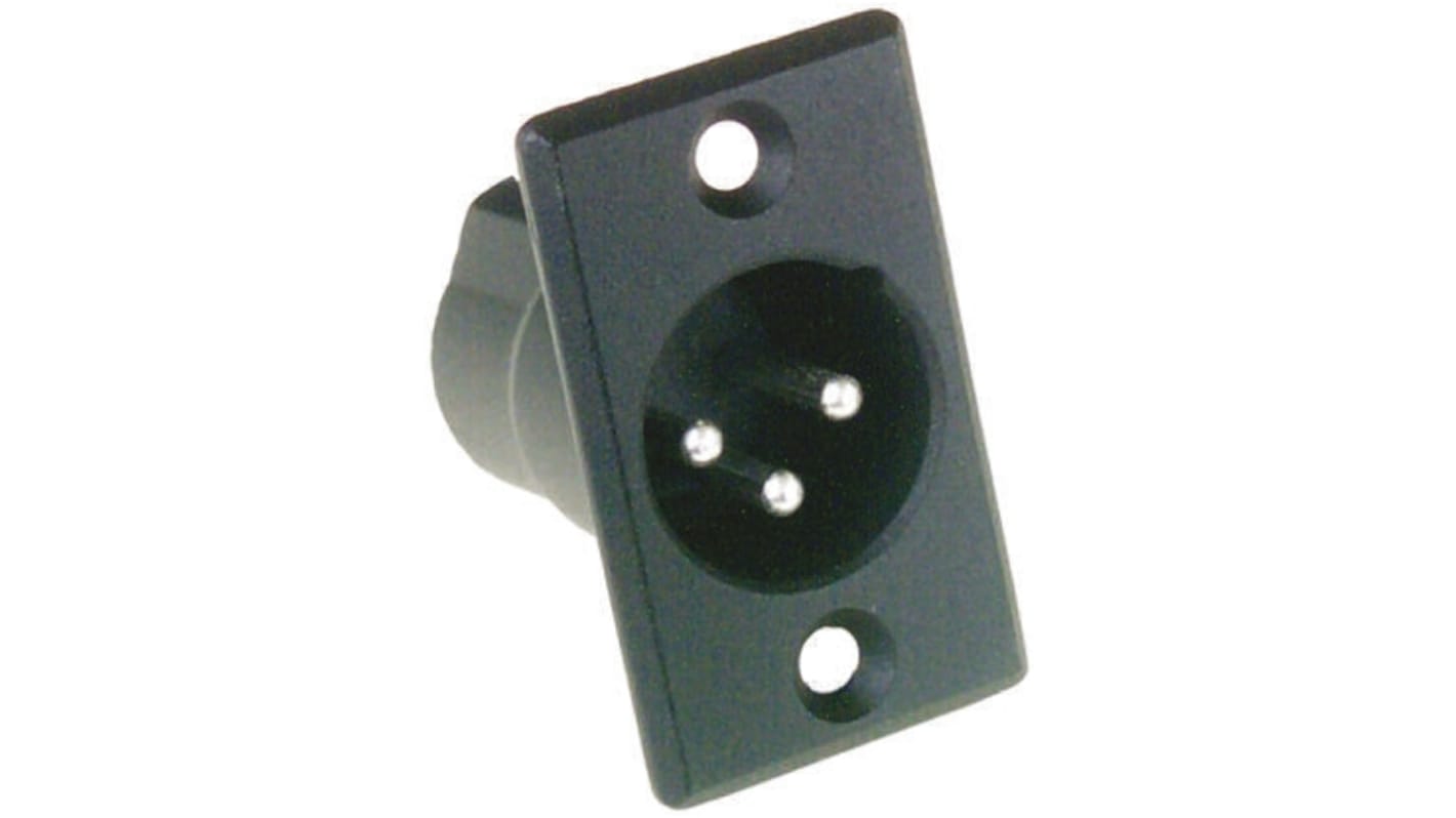 Amphenol Industrial 三芯卡侬头公插, 面板安装, 15A, 直向