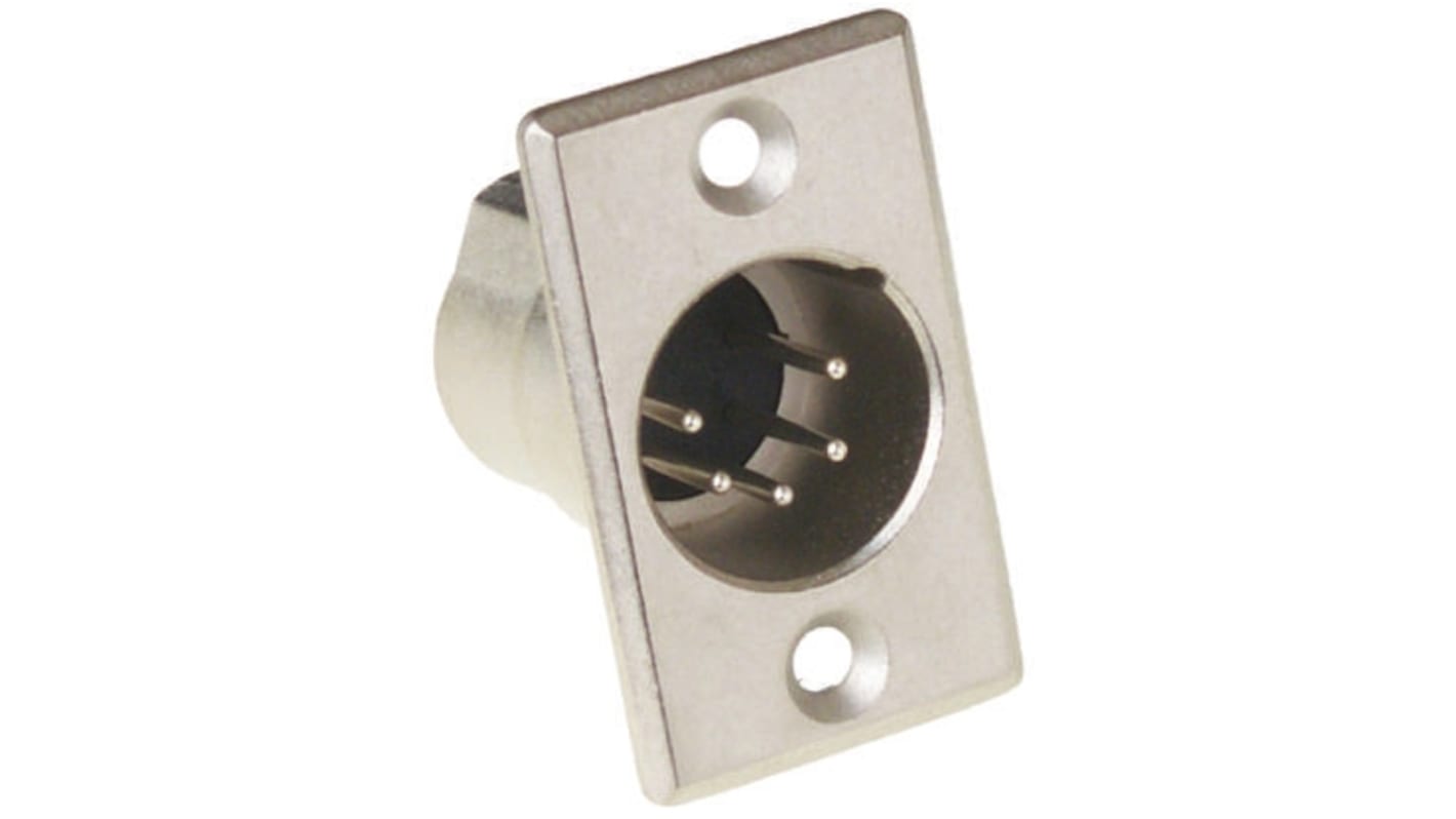 Amphenol PCD US Panel Mount XLR Connector, Male, 5 Way, Silver Plating