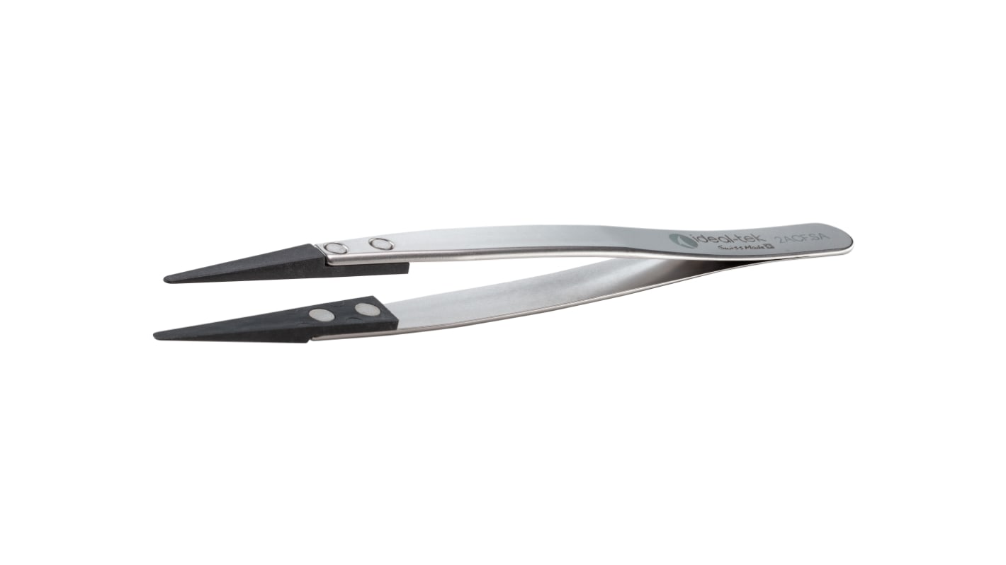 ideal-tek 130 mm, Stainless Steel; Plastic Tipped, Flat; Rounded, ESD Tweezers