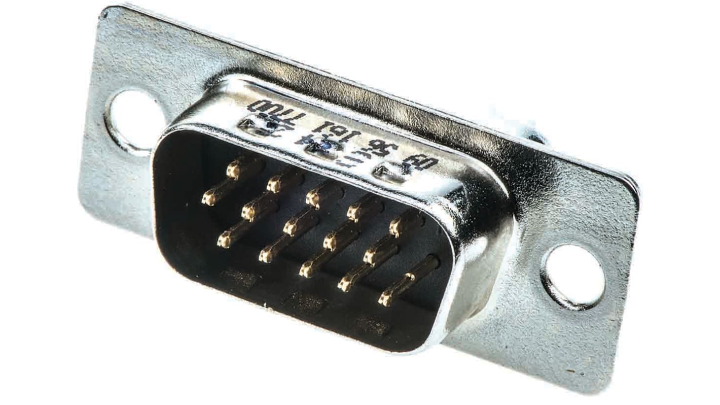 Conector D-sub HARTING, Serie D-Sub High Density, paso 2.29mm, Recto, Montaje en orificio pasante, Macho, Terminación