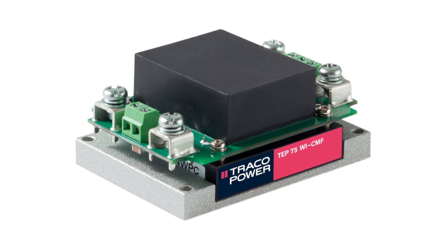 TRACOPOWER TEP 75WI DC-DC Converter, 12V dc/ 6.3A Output, 9 → 36 V dc Input, 76W, Chassis Mount, +75°C Max Temp