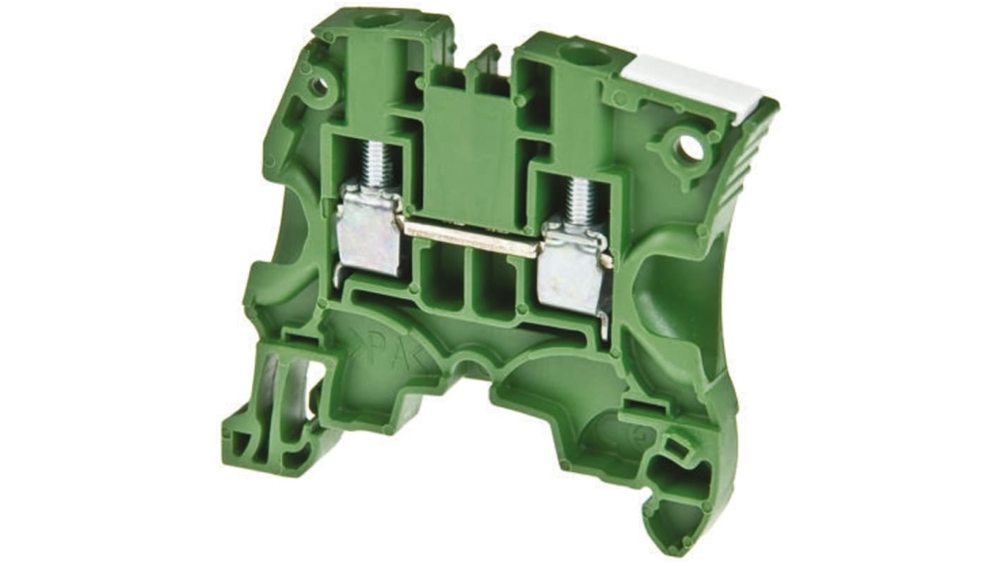 Entrelec ZS6 Series Green Feed Through Terminal Block, 6mm², Double-Level, Screw Termination, ATEX