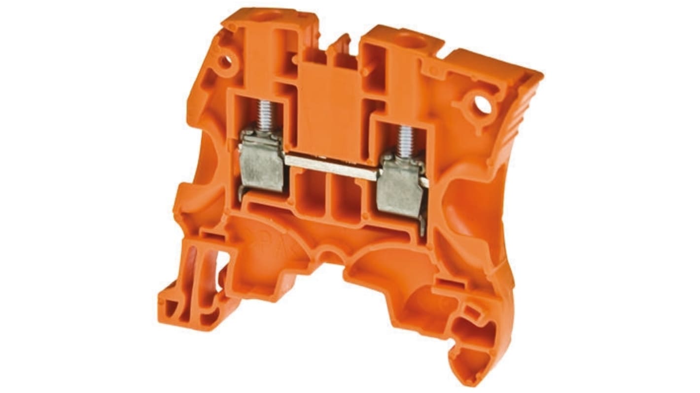 Entrelec ZS6 Series Orange Feed Through Terminal Block, 6mm², Single-Level, Screw Termination, ATEX