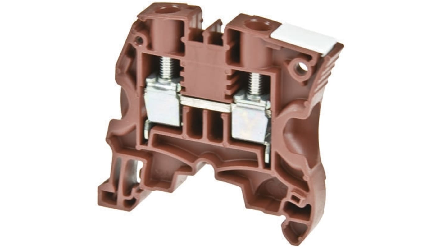 Entrelec ZS6 Series Brown Feed Through Terminal Block, 6mm², Double-Level, Screw Termination, ATEX