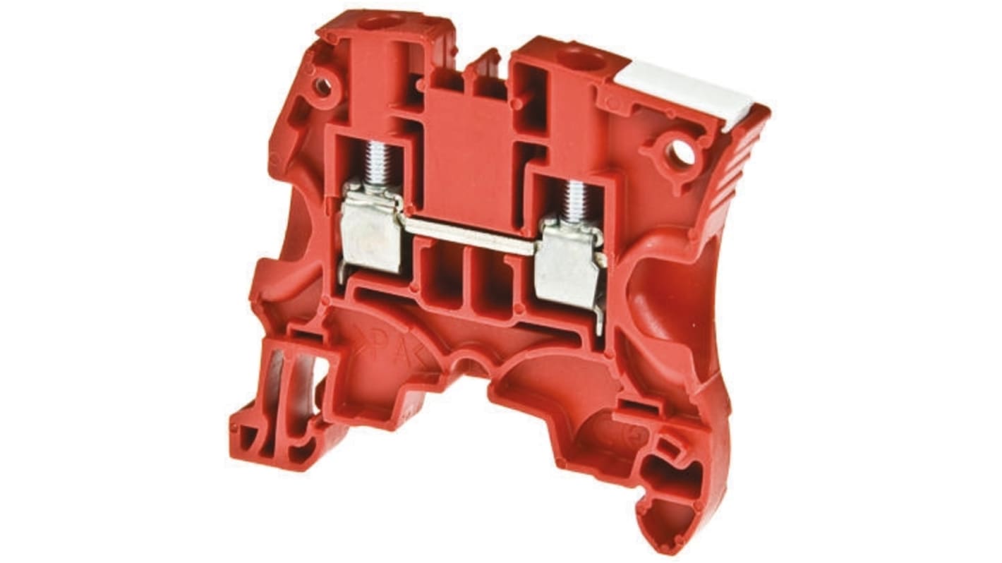 Entrelec ZS4 Series Red Feed Through Terminal Block, 4mm², Single-Level, Screw Termination, ATEX