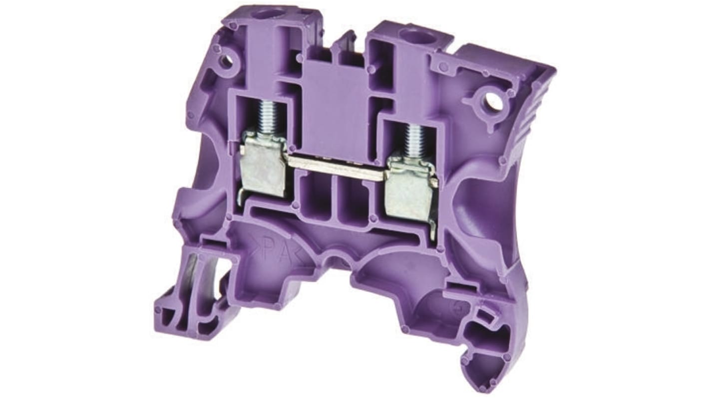 Entrelec ZS6 Series Purple Feed Through Terminal Block, 6mm², Single-Level, Screw Termination, ATEX