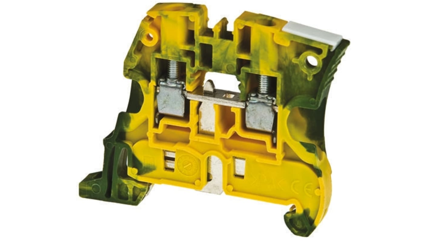 Entrelec ZS6 Series Green/Yellow Earth Terminal Block, 6mm², Screw Termination, ATEX