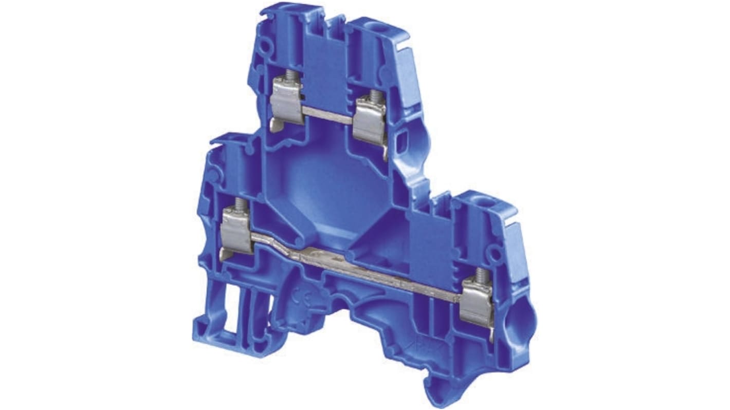 Entrelec ZS4-D2 Series Blue Double Level Terminal Block, 4mm², Double-Level, Screw Termination, ATEX