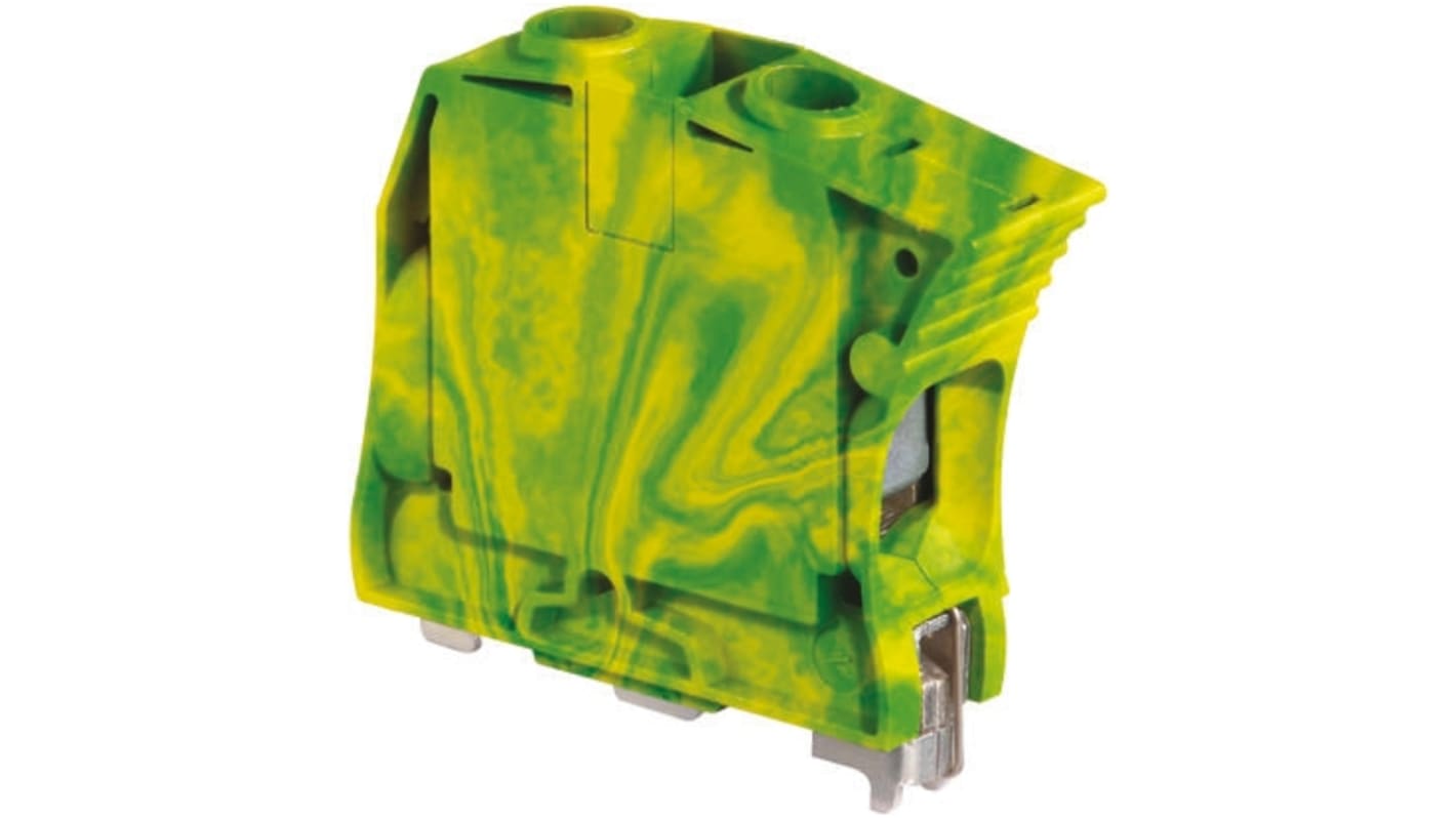 Entrelec ZS35 Series Green/Yellow Earth Terminal Block, 35mm², Screw Termination, ATEX