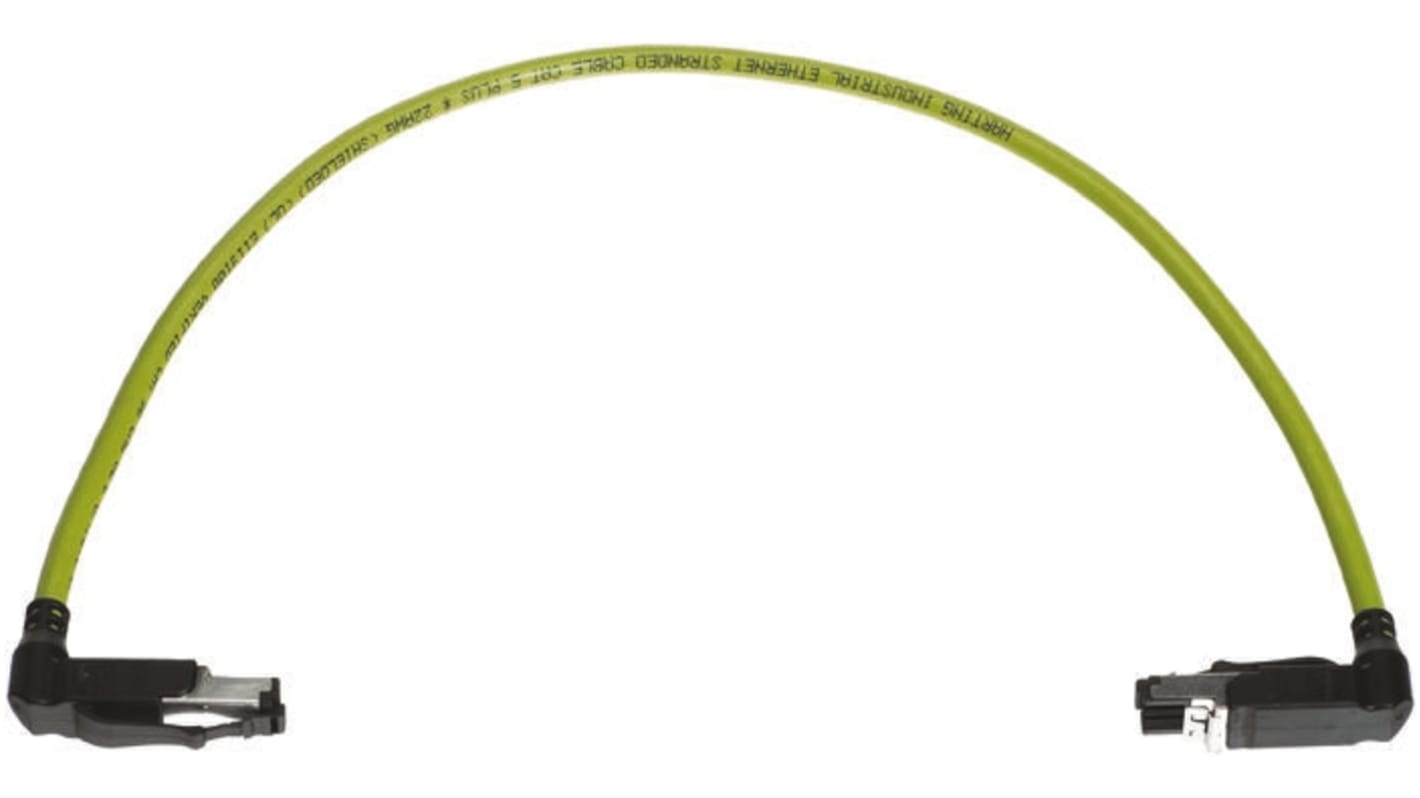 HARTING, 0.5m Cat5, Green RJ45 to Male RJ45 Male, U/FTP Shielded, Terminated PVC Sheath